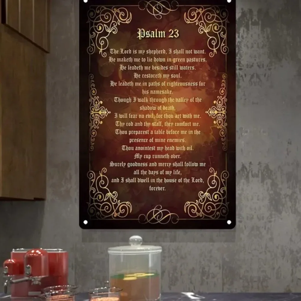 โ๏ธ Psalm 23 Scripture Metal Wall Art Christian Home Blessing Decor 8x12 - Picture 2 of 9